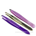 Stainless steel eyebrow tweezers Oblique mouth spray paint color eyebrow makeup tools